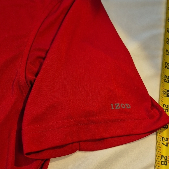 Izod Red Polo Mens Shirt with Striped Collar Short Sleeve - Picture 3 of 15